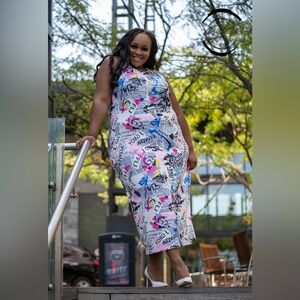 Colorful, newspaper dress🩷💙